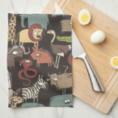 Patroon voor Afrikaanse dieren Theedoek (Quarter Fold)