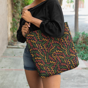 Patroon voor Afrikaanse Wavy Lines Tote Bag