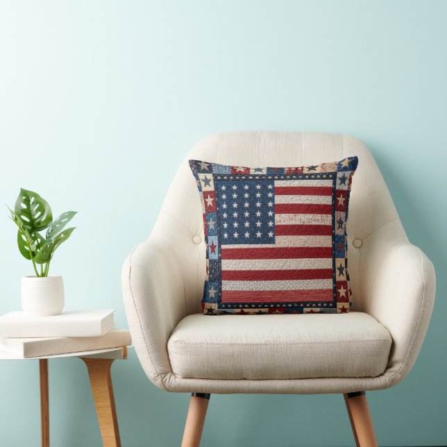 Patroon voor Amerikaanse Vlagdeken Kussen (Stoel)