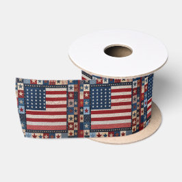 Patroon voor Amerikaanse Vlagdeken Satijnen Lint