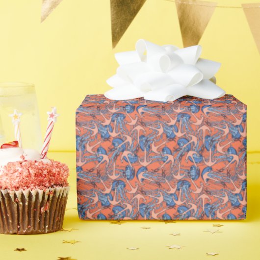 Patroon voor anker en kwal cadeaupapier (Verjaardagsfeest)