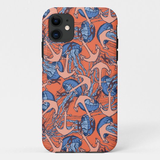 Patroon voor anker en kwal Case-Mate iPhone case (Achterkant)