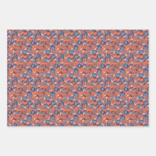 Patroon voor anker en kwal inpakpapier vel (Voorkant 3)