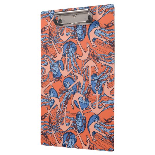 Patroon voor anker en kwal klembord (Links)