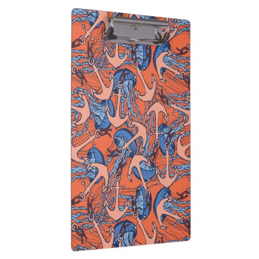 Patroon voor anker en kwal klembord (Rechts)