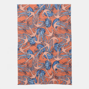 Patroon voor anker en kwal theedoek