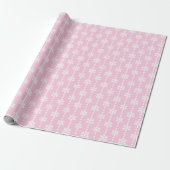 Patroon voor baby roze en witte kerstsnowflakes cadeaupapier (Uitgerold)