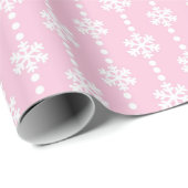 Patroon voor baby roze en witte kerstsnowflakes cadeaupapier (Rol Hoek)