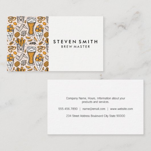 Patroon voor bier en Snacks Visitekaartje (Voorkant / Achterkant)
