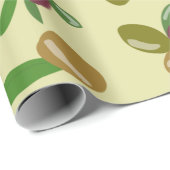 Patroon voor bijtende olijven en olijfbladeren cadeaupapier (Rol Hoek)