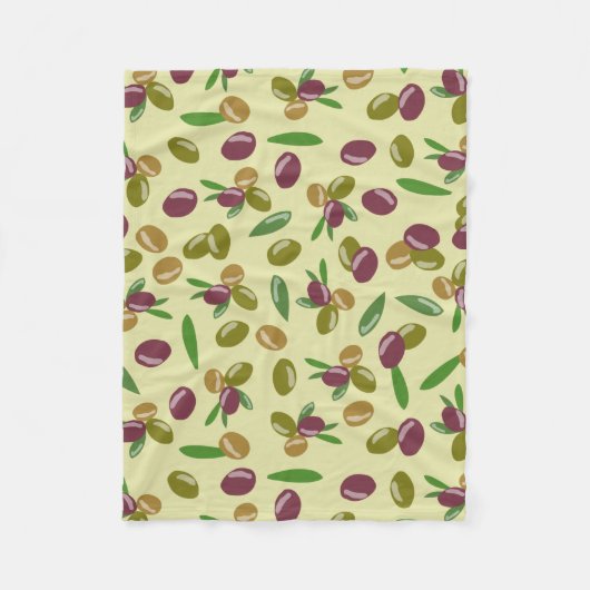 Patroon voor bijtende olijven en olijfbladeren fleece deken (Voorkant)