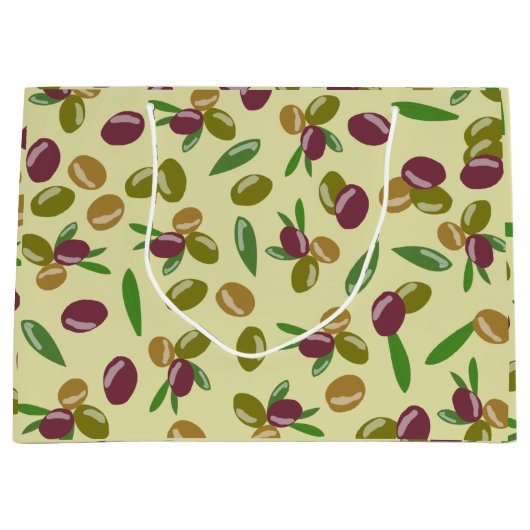 Patroon voor bijtende olijven en olijfbladeren groot cadeauzakje (Voorkant)