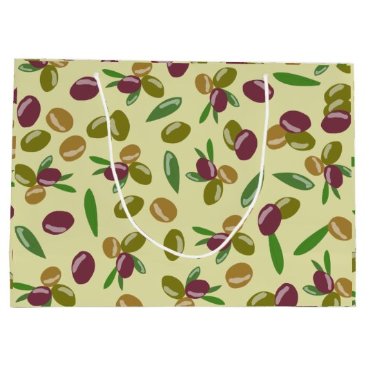 Patroon voor bijtende olijven en olijfbladeren groot cadeauzakje (Achterkant)