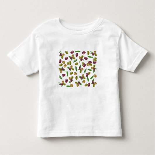 Patroon voor bijtende olijven en olijfbladeren kinder shirts (Voorkant)