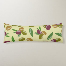 Patroon voor bijtende olijven en olijfbladeren lichaamskussen