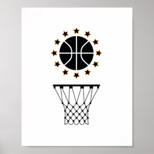 Patroon voor Black & White Basketball Sportapparat Poster