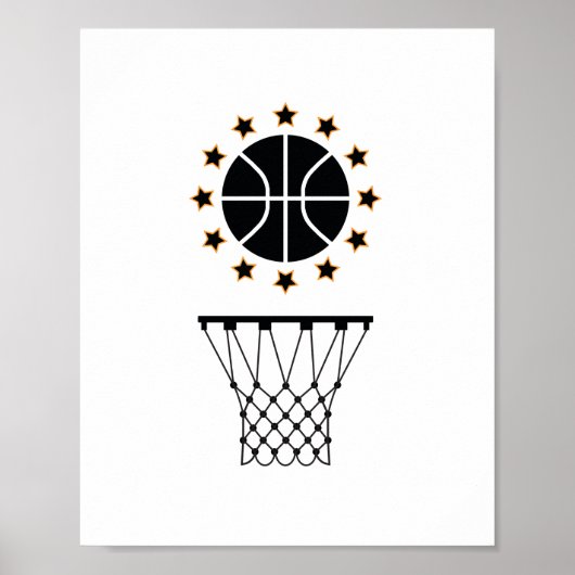 Patroon voor Black & White Basketball Sportapparat Poster (Voorkant)