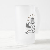 Patroon voor Black & White Hockey Sportapparatuur Matglas Bierpul (Voorkant rechts)