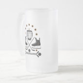 Patroon voor Black & White Hockey Sportapparatuur Matglas Bierpul (Voorkant links)