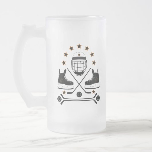 Patroon voor Black & White Hockey Sportapparatuur Matglas Bierpul (Links)