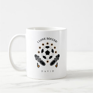 Patroon voor Black & White Soccer Sports Equipment Koffiemok