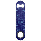 Patroon voor blauw circuit speed flessenopener (Achterkant)