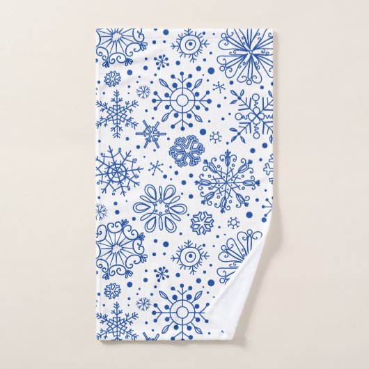 Patroon voor blauw en witte kerstsnowflakes bad handdoek (Handdoek)