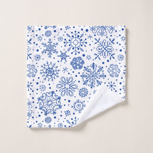 Patroon voor blauw en witte kerstsnowflakes bad handdoek (Wasdoekje)