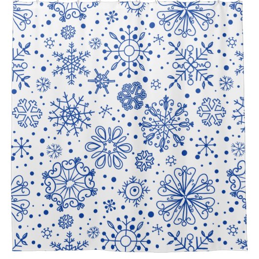 Patroon voor blauw en witte kerstsnowflakes douchegordijn (Voorkant)
