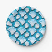 Patroon voor blauw en witte zeehonden papieren bordje (Voorkant)