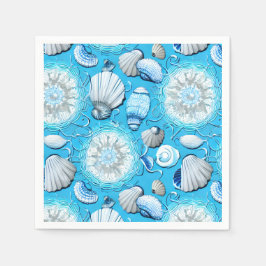 Patroon voor blauw-oceanische zeehonden servet