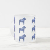 Patroon voor blauwe Dala Horse Matglas Koffiemok (Voorkant links)