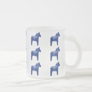 Patroon voor blauwe Dala Horse Matglas Koffiemok