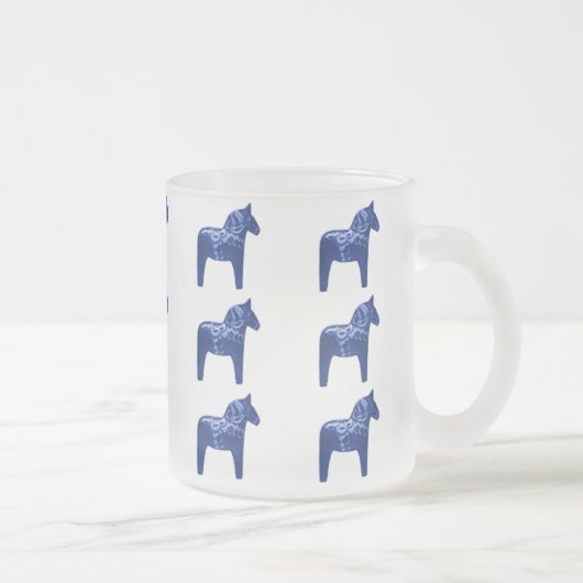 Patroon voor blauwe Dala Horse Matglas Koffiemok (Rechts)