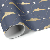 Patroon voor blauwe en goudmakreel cadeaupapier (Rol Hoek)