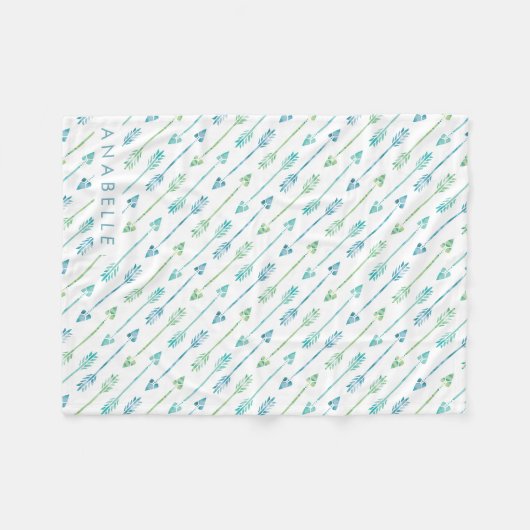 Patroon voor blauwe en groene pijlen fleece deken (Voorkant (Horizontaal))