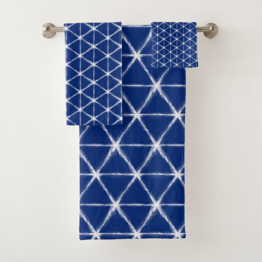 Patroon voor blauwe en witte shibori-lijnen bad handdoek (Insitu)