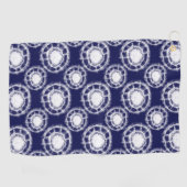 Patroon voor blauwe en witte sjiitische cirkels golfhanddoek (Horizontaal)