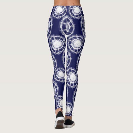 Patroon voor blauwe en witte sjiitische cirkels leggings (Achterkant)