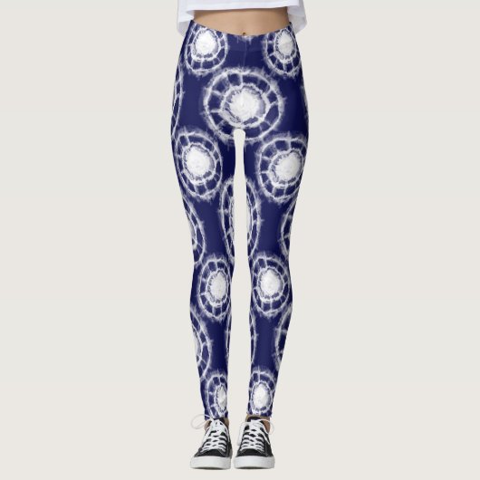 Patroon voor blauwe en witte sjiitische cirkels leggings (Voorkant)