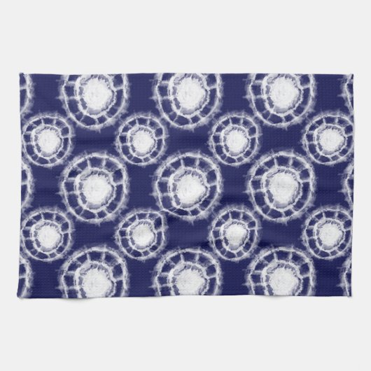 Patroon voor blauwe en witte sjiitische cirkels theedoek (Horizontaal)