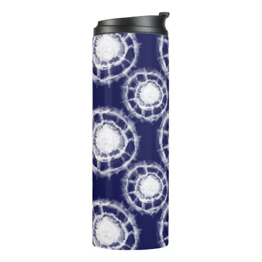 Patroon voor blauwe en witte sjiitische cirkels thermosbeker (Gedraaid links)