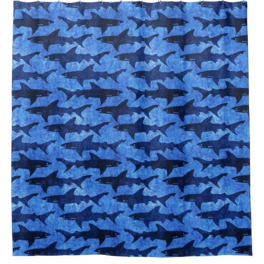 Patroon voor blauwe oceaanhaai douchegordijn (Voorkant)