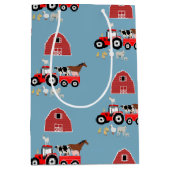 Patroon voor boerderijdieren en rode trekkerborden medium cadeauzakje (Voorkant)