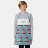 Patroon voor boerderijdieren en rode trekkerborden schort (Gedragen)