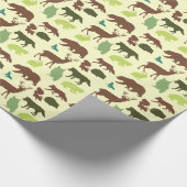 Patroon voor bosdieren cadeaupapier (Hoek)