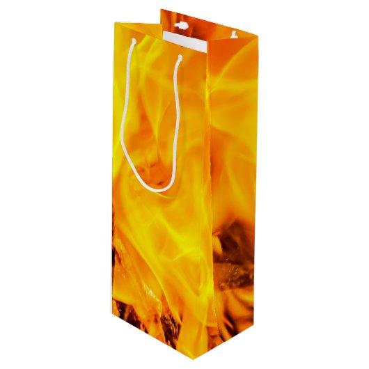 Patroon voor brand en vlammen wijn cadeautas (Voorkant Gekanteld)