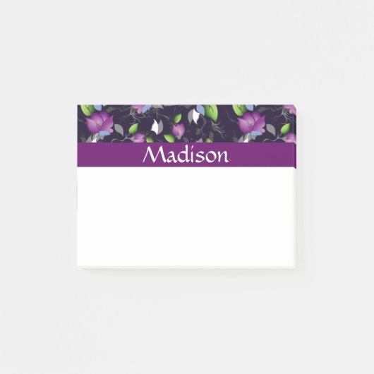 Patroon voor Bright Purple Flowers Post-it® Notes (Voorkant)