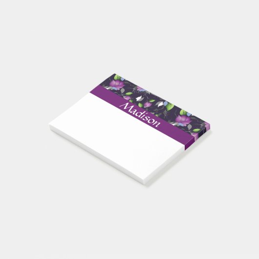 Patroon voor Bright Purple Flowers Post-it® Notes (Schuin)