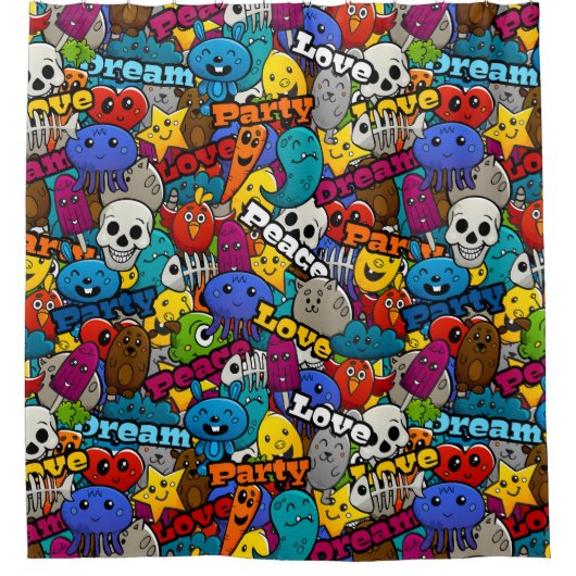 Patroon voor Bright Sticker Douchegordijn (Voorkant)